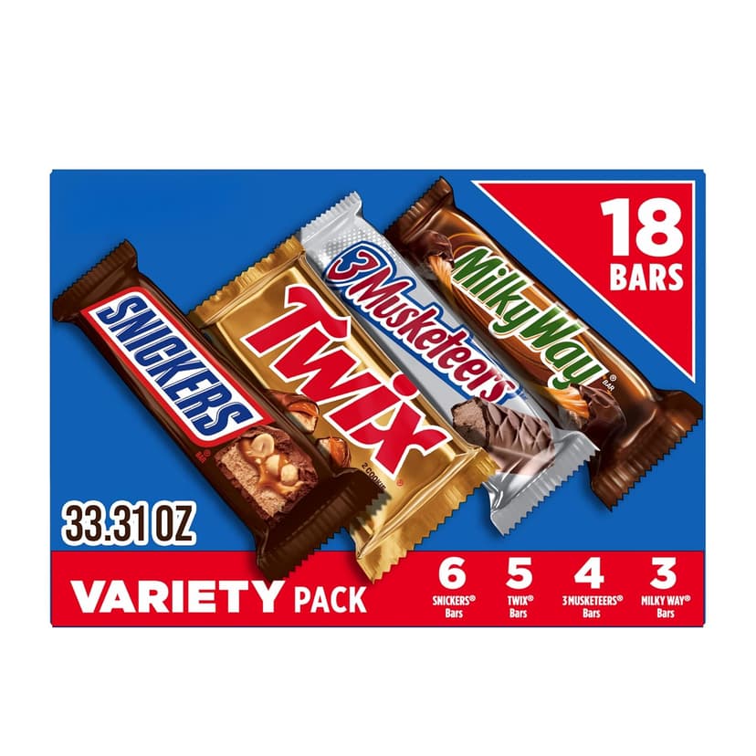 SNICKERS, TWIX, 3 MUSKETEERS, MILKY WAY Full Size Back to School Chocolate Bar Variety Pack, 18 ct Bulk Candy Box B00B42NQC2