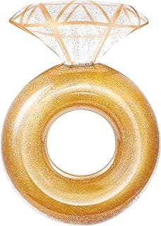HeySplash Pool Floats, Inflatable Diamond Ring Pool Float, Large Engagement Ring Floatie for Bachelorette Party, Swim Tube River Lake Wedding Bride Stagette Decor Fun Toy Raft for Adults,Yellow