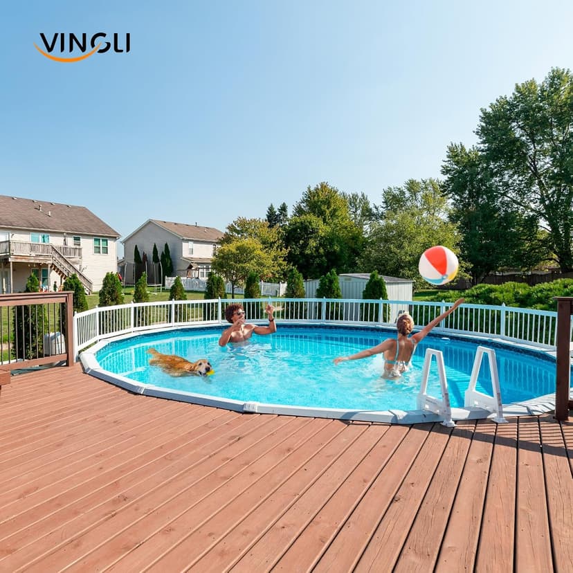 VINGLI Above Ground Pool Safety Fence,Swimming Pool Fences, Pool Fencing,White (Kit A-8 Sections)