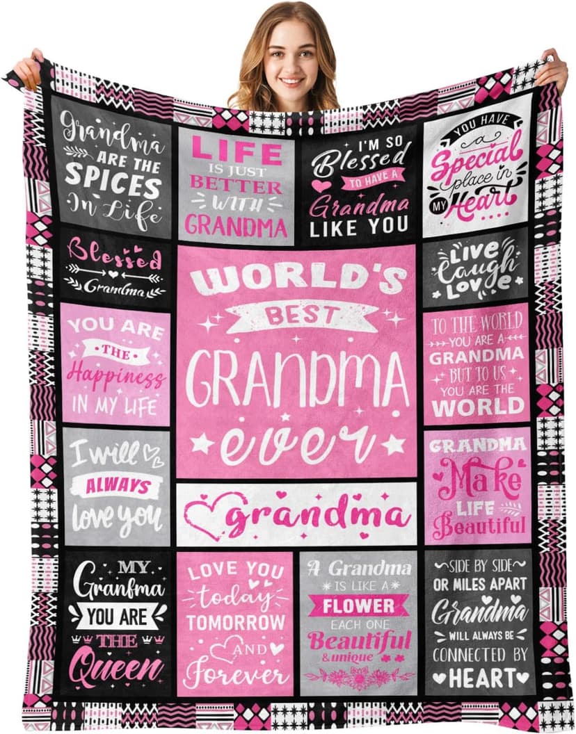 Soft and Cozy Keepsake Blanket, Thoughtful Gift for Christmas, Mother's Day Grandma Birthday Gifts, Best Grandma Ever Gifts Blanket 50"x60" B0DDSFFW4W