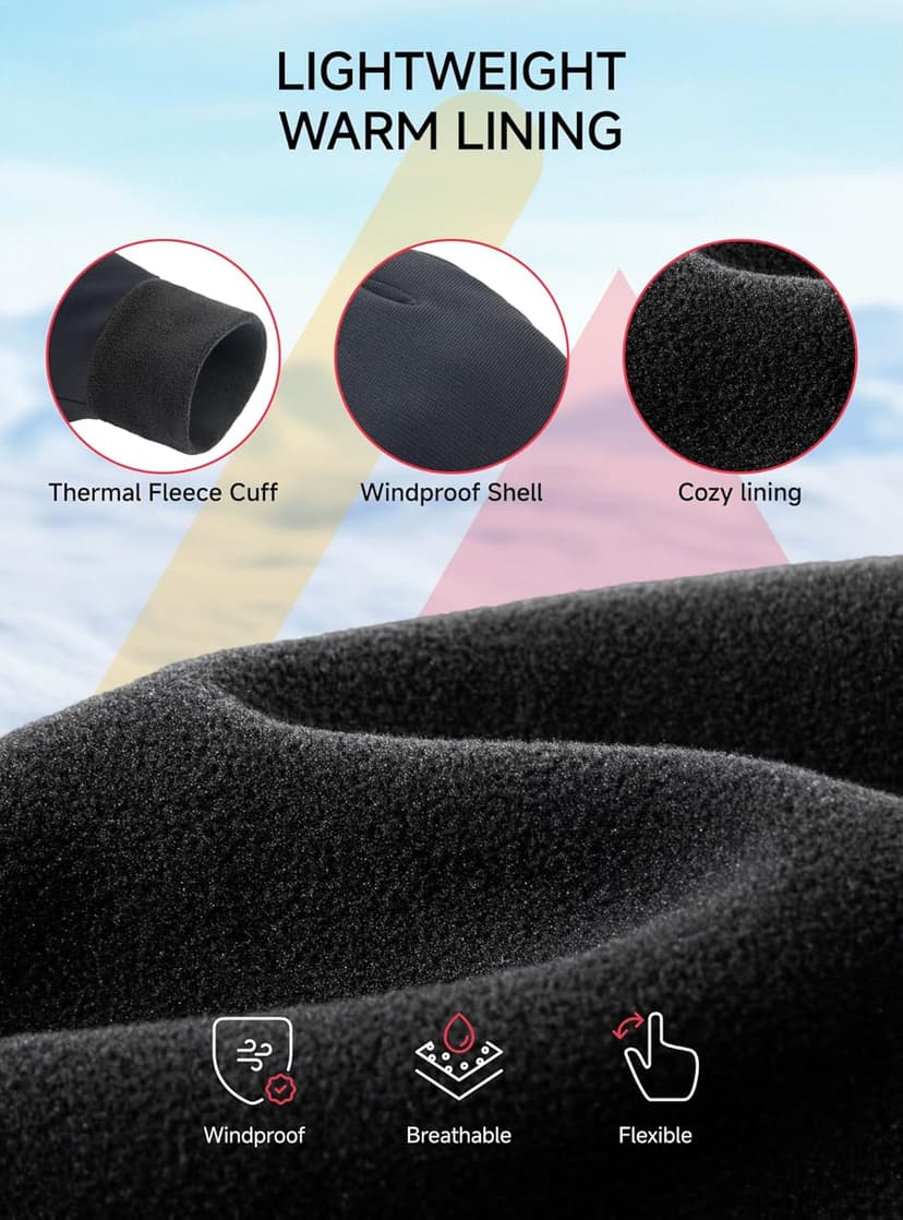 TRENDOUX Winter Gloves for Men Women: 100% Waterproof Windproof Thin Touchscreen Gloves Anti-Slip, Mens Womens Warm Lightweight Glove Polar Fleece Lined for Driving Running Riding Cycling Typing