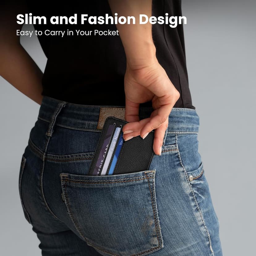 Mayski Credit Card Holder for Women Minimalist Wallet, RFID Blocking Wallets Card Cases, Small Wallets with ID Window for Women Men, Black