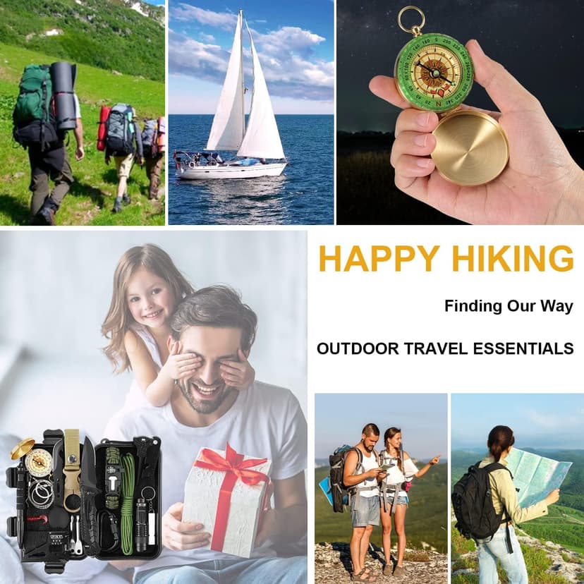 XKASE Survival Kit, Gifts for Men Dad Husband, Emergency Survival Gear and Equipment 19 in 1, Fishing Hunting Birthday for Men, Camping Accessories, Cool Gadget, Camping Essentials