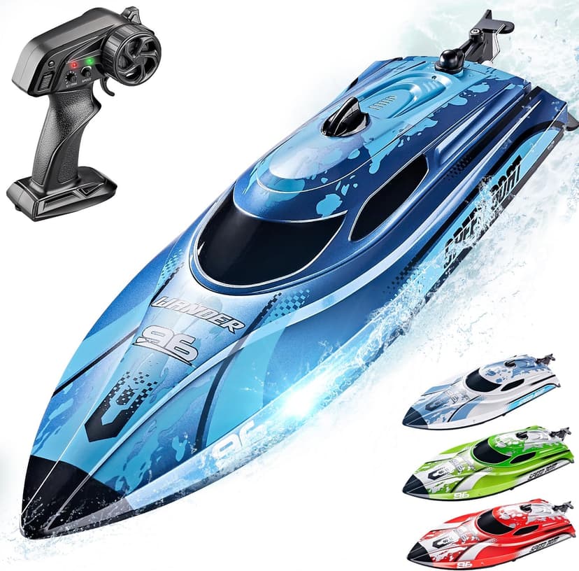 BEZGAR RC Boat, 12 inch Remote Control Boat for Kids and Adults, 25 KPH Fast RC Speed Boats with 700mAh Battery, Ideal Waterproof Toy for Lakes & Pools - TX126 Blue