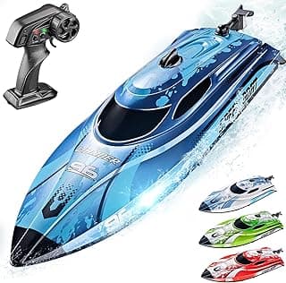 BEZGAR RC Boat, 12 inch Remote Control Boat for Kids and Adults, 25 KPH Fast RC Speed Boats with 700mAh Battery, Ideal Waterproof Toy for Lakes & Pools - TX126 Blue