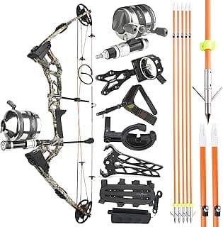 Archery Bowfishing Compound Bow Kit, 0-70lbs Adjustable,Ready to Fish Kit with Bowfishing Reel,Bow Fishing Arrows,Right-Handed for Adult/Youth Fishing Hunting Target Shooting
