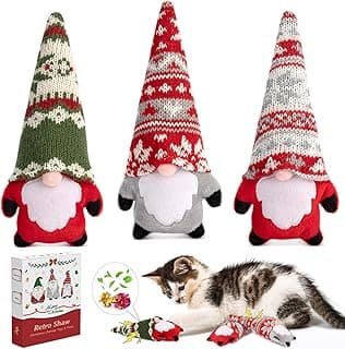 Retro Shaw Christmas Cat Toys, Xmas Catnip Toys for Indoor Kitten Kitty, Safe Kitten Teeth Cleaning Toy, Interactive Cat Chew Kitty Kicker Toy Santa Claus