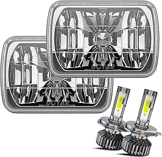 H6054 5x7 7x6 Led Headlights for Off-road, 6000K White High Brightness Headlamp, DOT Approved High Low Sealed Beam, 9003/H4 Light Bulbs with H6054 Glass LED Headlight Housing