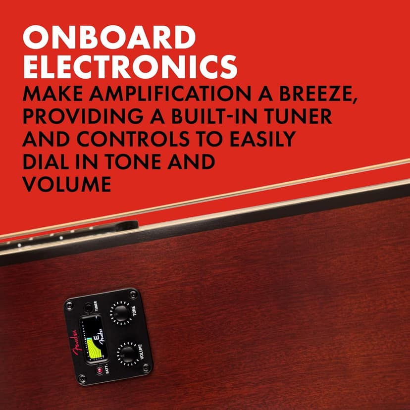 Fender FA-25CE Dreadnought Acoustic Electric Guitar, Beginner Guitar, with 2-Year Warranty, Includes Built-in Tuner and On-Board Volume and Tone Controls, Comes with Free Lessons, Natural