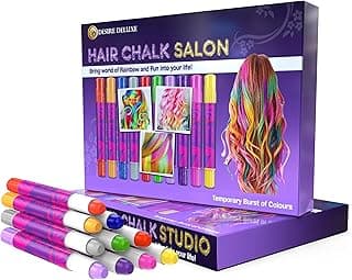 Desire Deluxe Hair Chalk for Girls Makeup Kit of 10 Temporary Colour Pens Gifts, Great Toy for Kids Age 5 6 7 8 9 10 11 12 13 Years Old, "Blue,Green,Grey,Pink,Purple