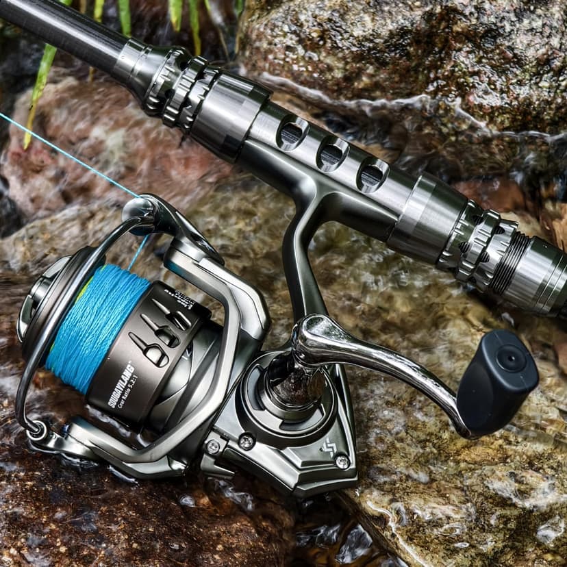 Sougayilang Spinning Reel - 5.2:1 Gear Ratio, 12+1 Bearings Freshwater Saltwater Fishing Reel, Ultra-Smooth CNC Aluminum Spool, Lightweight & Powerful for Bass Trout Salmon
