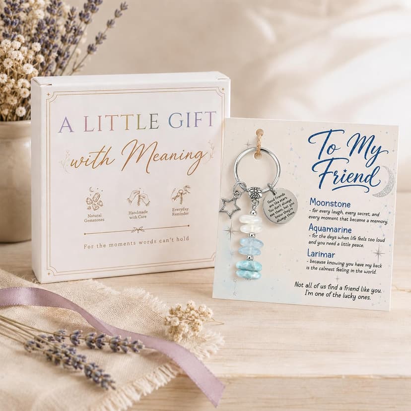Made With 3 Types Of Genuine Stone Beads And Stainless Steel Ring, Lightweight 2.43 Inch Keychain, Includes Sentimental Card 2.43 Inch Crystal Keychain Gifts For Women, Friend, Coworker, Daughter, Mom B0H5WQWGNL