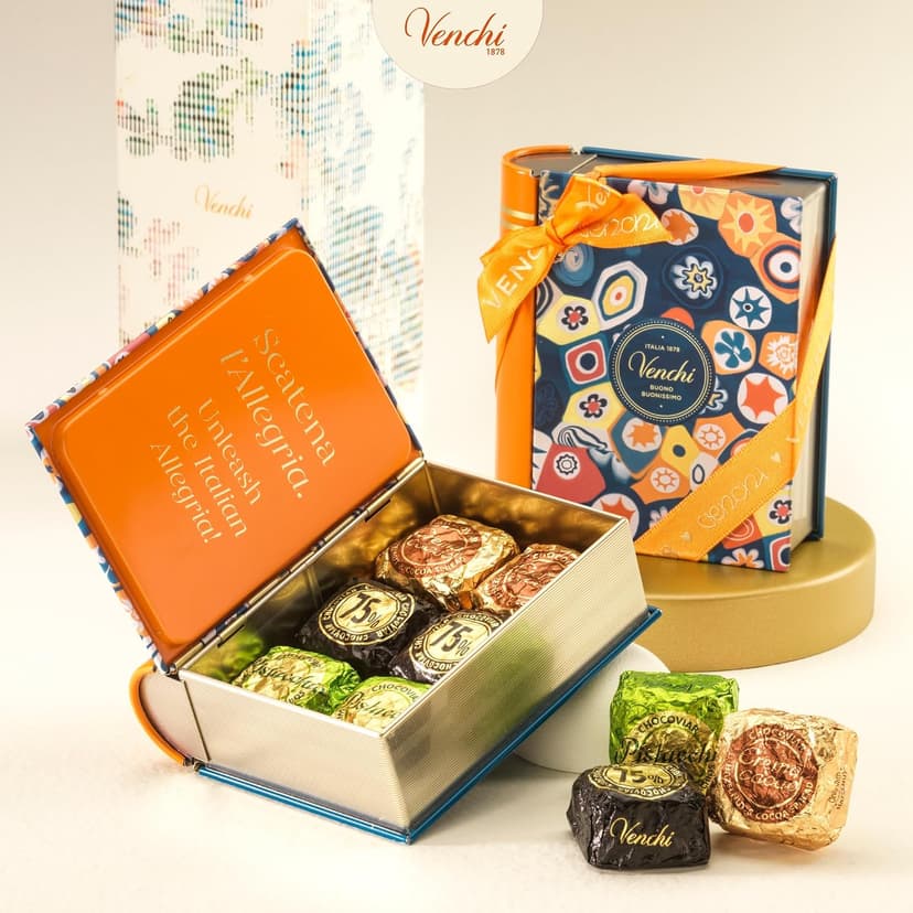 Venchi - Murrine Collection - Mini Book With Assorted Chocoviar Chocolates, 4.05 oz - Gluten Free - Gift Idea for Birthday and Anniversary B0DGV74HC1