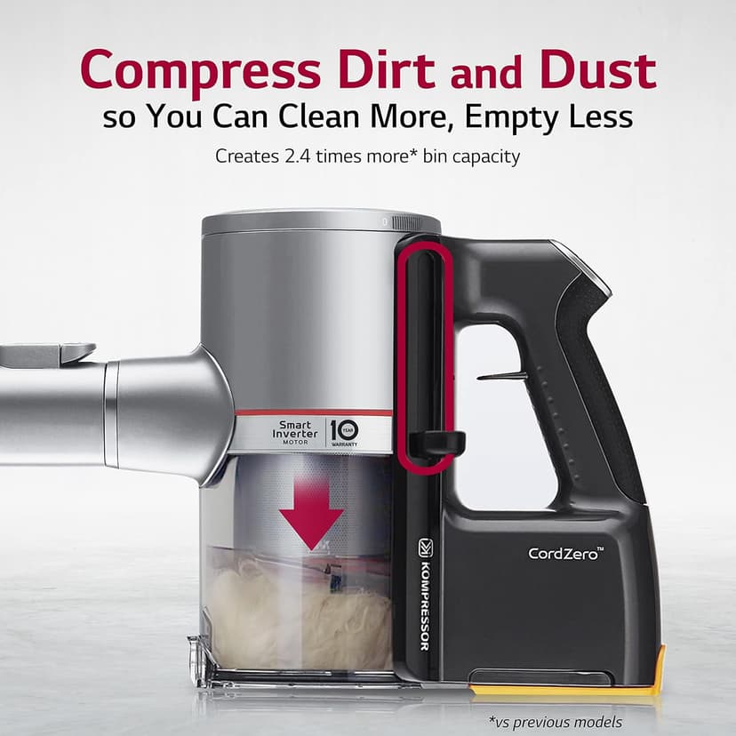 LG CordZero Cordless Stick Vacuum, 2 Batteries, 120 Min Run Time, Powerful Cleaning for Carpet, Hard Floors & Pet Hair, Lightweight, High-Capacity Dust Bin, 10-Year Motor Warranty, A926KSM (Renewed)