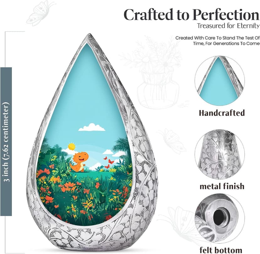 Dinosaur Burial Urn for Adult Ashes for Men & Women - Green or Blue Memorial Cremation Urns for Human Ashes Adult Grandmother - Small Decoration Urn for Human 3 Inch B0FG885R6D