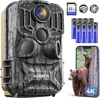 DEATTI Trail Camera 48MP 4K Game Camera with 8 Batteries 32GB SD Card,WiFi Bluetooth Connection,Trail Cameras with Night Vision Motion Activated Waterproof for Wildlife Deer Outdoor 0.1s Trigger Time