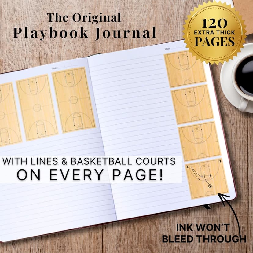 The Playbook Journal - A Basketball Playbook Notebook, Basketball Coach Gifts for Men & Women & Players, Coaching Notebook for Coach Appreciation Gifts