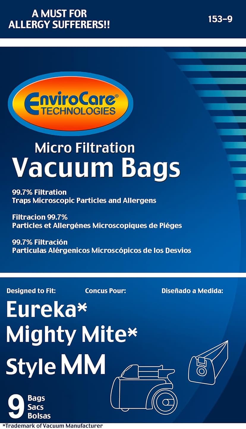 9 micro filtration Vacuum Bags for Eureka MM Mighty Mite 3670 and 3680 Canister