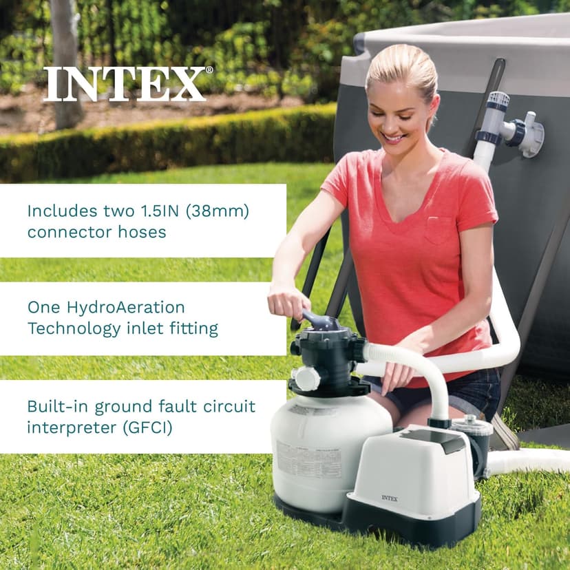 INTEX 2,800 GPH Krystal Clear Sand Filter Pump for Above Ground Pools, Swimming Pool Pump with Automatic Timer - Improved Circulation, Filtration, & Clarity