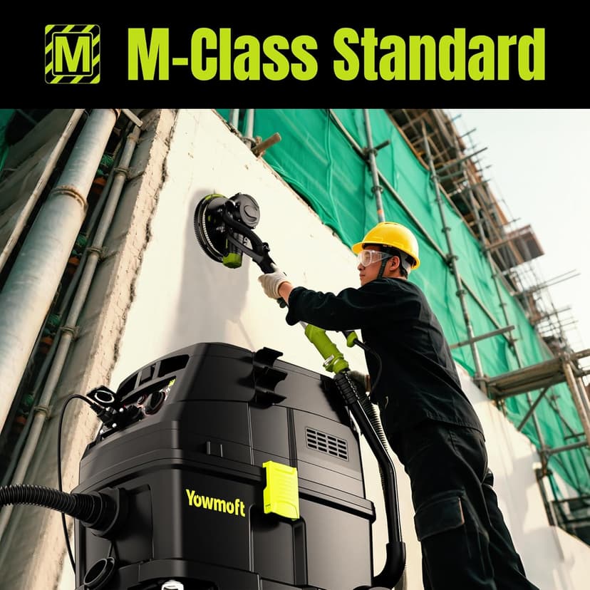 M Class 10 Gallon Dust Extractor for Woodworking with Auto Hepa Clean & Dust Indicator Light Dust Vacuum Extractor with 150CFM Airflow & Power Tool Connector for Workshop Construction (With Handle)