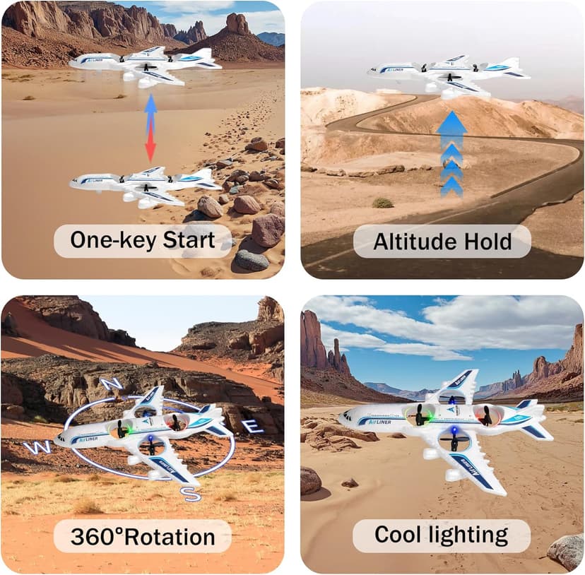 Rc Drone Remote Control Airplane -2.4GHz Foam V17 Jet Fighter Stunt,360° Drop-Resistant Stunt Spin Remote & Light RC Airplane with 2 Batteries for Kids Boys Girls (White)