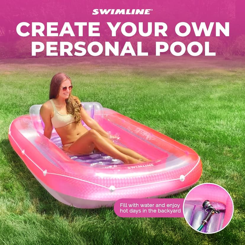 SWIMLINE Suntan Tub, Classic Inflatable Tanning Lounge Float with Adjustable Pillow, 71" Long - Outdoor Floating Lounger for Lake, River, Beach & Swimming Pool, Includes Rope Surround & Repair Patch