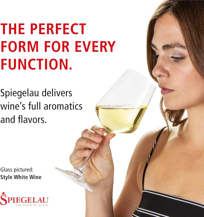 Spiegelau Style Crystal White Wine Glasses Gift Set, Elegant Stemmed Wine Glasses, Stylish Glassware for Dinner Party, Home Bar, Wedding Gifts, Birthday Gifts, Hosting Essentials, 15.5 oz, Set of 4