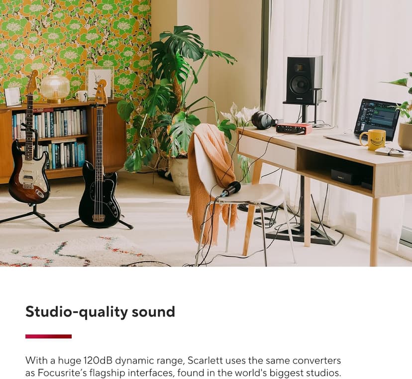 Focusrite Scarlett 2i2 4th Gen USB Audio Interface for Recording, Songwriting, Streaming and Podcasting — High-Fidelity, Studio Quality Recording, and All the Software You Need to Record