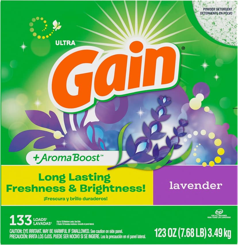 Gain Powder Laundry Detergent, Lavender Scent, 133 Loads, 123 OZ