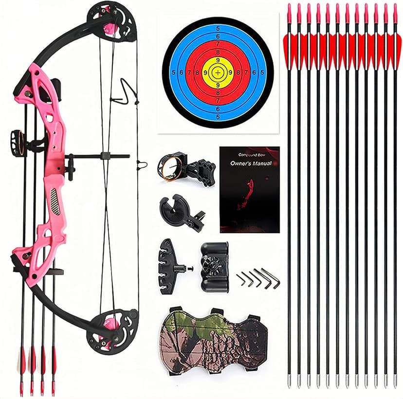 Lanneret Compound Bow and Archery Sets - Right Hand Archery Compound Bows 15-29 lbs Draw Weight Adjustable for Youth and Beginners，Hunting Bow Kit for Beginner