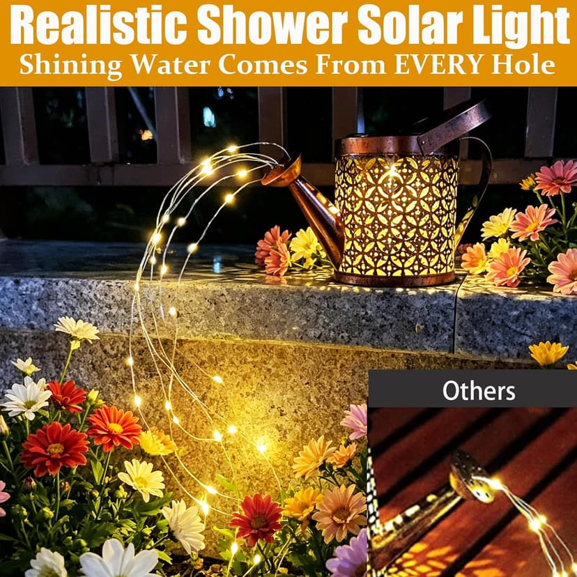 Unique Birthday Gardening Gifts for Women,Metal Solar Lanterns Outdoor Waterproof,Yard Art Cascading Lights,Patio Lawn decor Merrytech Solar Watering Can Light,Garden Decor Gifts for Mom Grandma Large B099FKMHQN