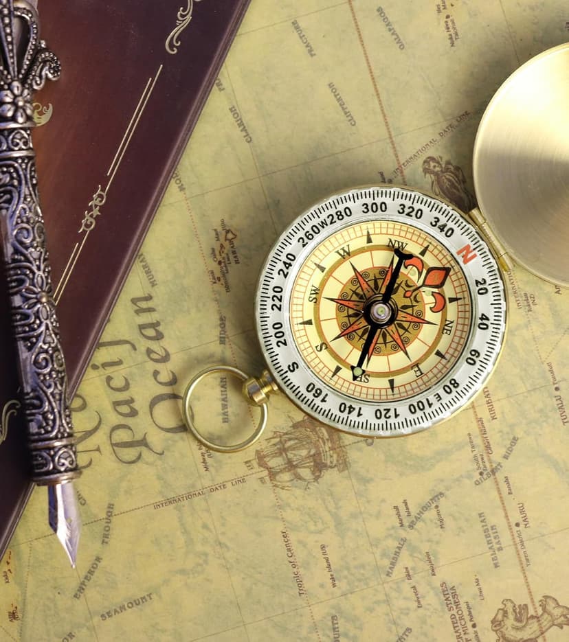 Waterproof Brass Compass for Hiking, Survival & Navigation – Large Dial Pocket Compass with Keychain Loop, Ideal Metal Brujula de Mano for Kids, Scouts, Hunting & Compass Gifts for Men