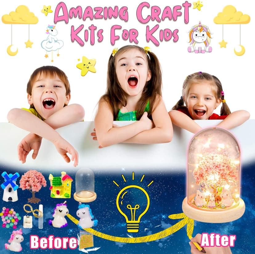 YOFUN Make Your Own Unicorn Night Light - Unicorn Craft Kit for Kids, Arts and Crafts Nightlight Project Novelty for Girl Age 4 to 9 Year Old, Unicorns Gifts for Girls B08NHFS9FC