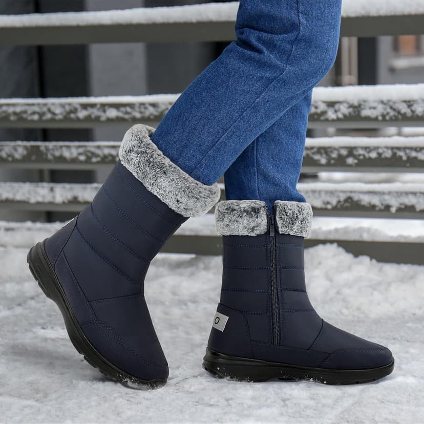 Decould sylf Snow Boots for Women Mid Calf 2026: Winter Warm Fur Lined Shoes Comfortable Waterproof with Zipper for Outdoor Walking
