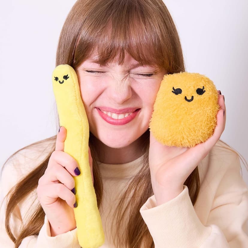Emotional Support Fries by Relatable, Cuddly Stuffed Animals and Toys, Squishy Toys and Plushies, Great Gift Ideas for Loved Ones of All Ages, Includes 5 Plushies with Carrying Basket