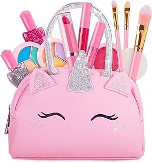Pink Unicorn Toys for Girls Age 4-6, 5 Year Old Girl Birthday Gift Idea, Toddler Little Girl Gifts 3 4 5 6 7 8 9 10 Years Old Kids Real Makeup Kit with Unicorn Purse Non Toxic Washable Make Up Set B08JD776XX