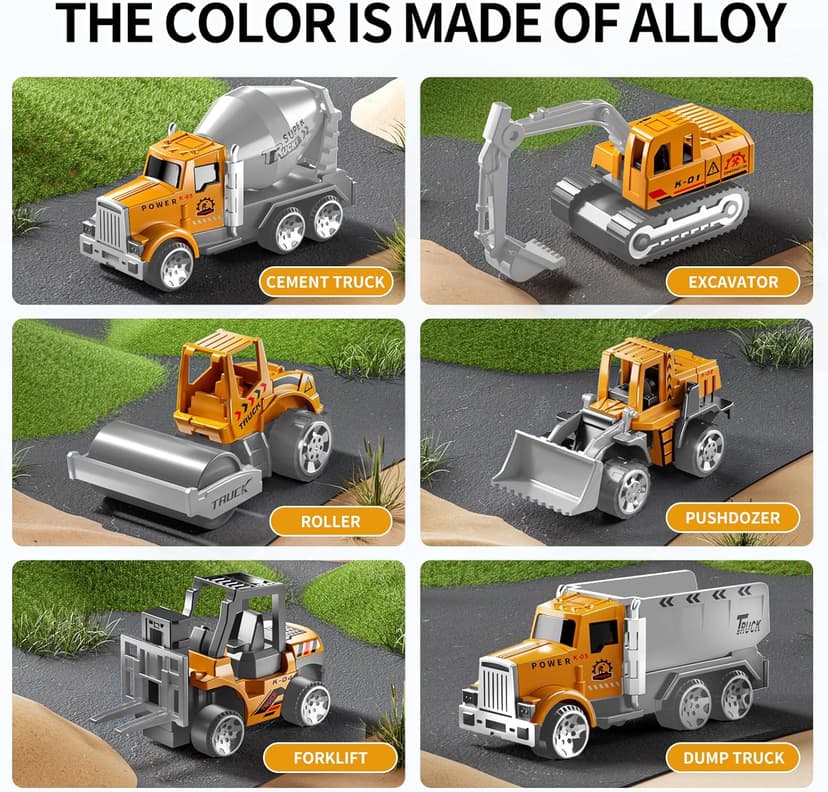 NIPLOOOW Kids Boys Construction Truck Vehicle Toy Set with Play Mat and Die-Cast Toy Car, Transport Carrier Truck for Kids 3-5, Birthday Gifts Toys for 3-8 Year Old Boys B0D7M51TRB
