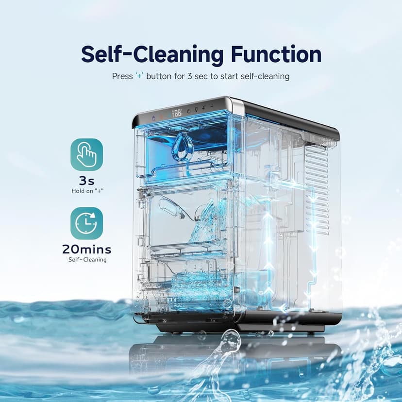 EUHOMY LunaArc Crescent Ice Maker Countertop, 16Pcs Ready in 12Mins, 1600Pcs/Day, Auto Deep Cleaning, Timer, Adjustable Ice Thickness, Portable Ice Cube Maker for Whiskey/Coffee/Soft Drinks