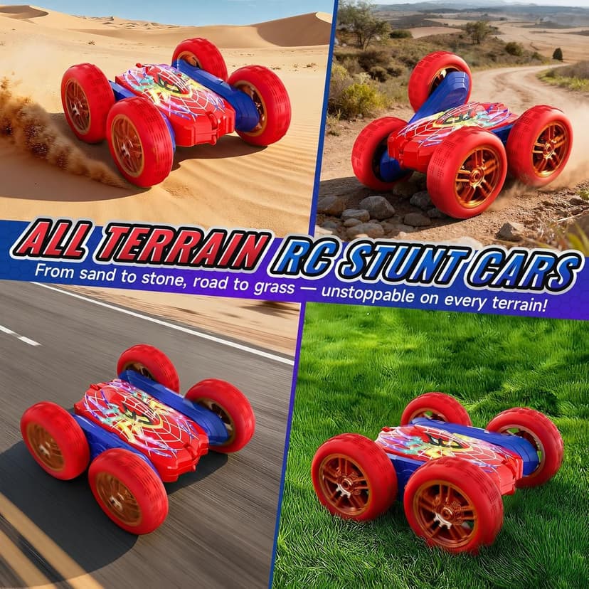 360°Flip Remote Control Car Toys for 3-12 Boy Toys, 4WD RC Cars Double-Sided with Glowing Hero Eyes & Legs, 2.4GHz Drift RC Stunt Race Car, Christmas Birthday Gifts for Boys Age 3 4 5 6 7 8 9 10 11 12