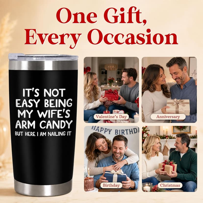 Gifts for Husband Christmas, Anniversary Birthday Gifts for Him Husband, Mens Gift Ideas, Stainless Steel, Lid Included Christmas Birthday Gift for Husband from Wife, 20 oz Tumbler for Men B0DPG6PKK7