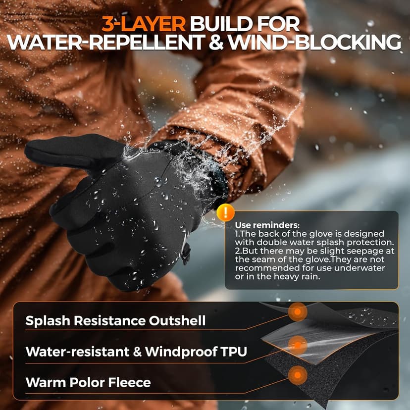 rivmount Winter Gloves Women Men, Cold Weather Touch Screen Liner Glove, Windproof 3-Layers, for Running, Cycling, Biking, Hiking, Driving