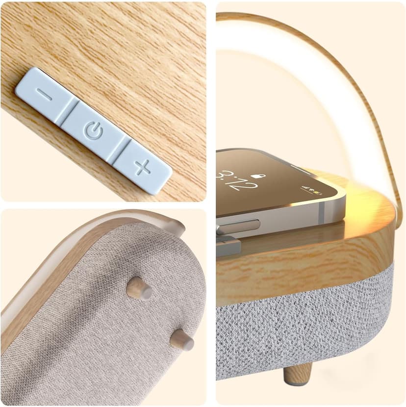 Nightstand Lamp with Wireless Charger,4 in 1 Touch Bedside Lamp Bluetooth Speaker,Portable Dimmable LED Night Light,Corporate Gifts Premium for Employees Clients,Birthday Gifts Women Wife Friend B0FJ1H1KCY