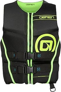 O'Brien Flex V-Back Life Jacket – Coast Guard Approved Adult Life Vest with Flex Fit Design, Lightweight Foam & Front Zip Closure for Watersports, Boating, and Jet Skiing