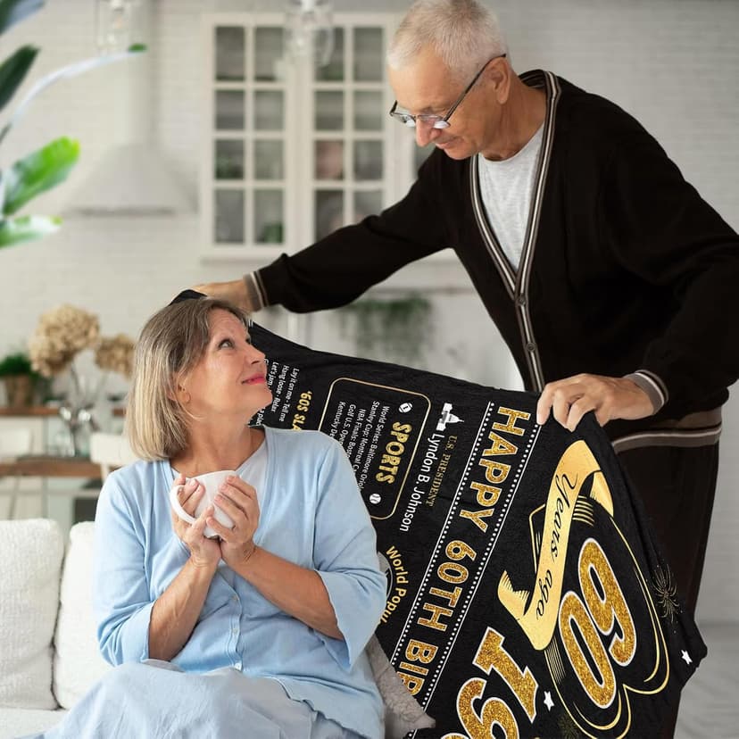 60th Birthday Gifts for Women Men, 60 Year Old Birthday Gifts for Women Men, 60th Birthday Gift Ideas Throw Blanket 60 x 50 Inch, 1966 Birthday Gift for 60 Year Old Woman, Best Gifts for 60th Birthday B0BB15FJHZ