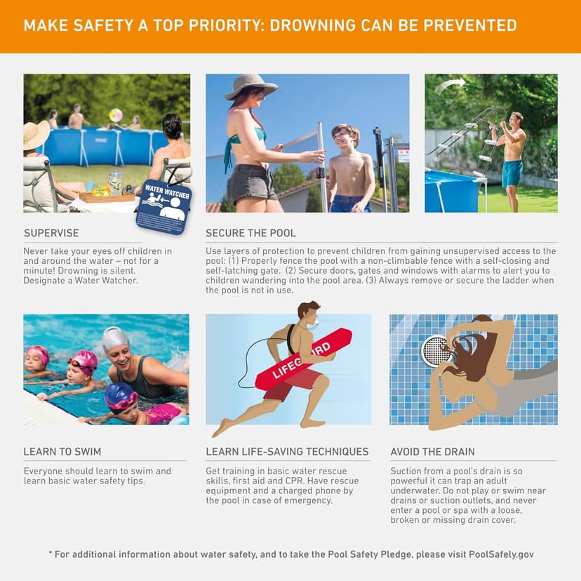 Intex 14.75' x 86" x 33" Rectangular Frame Above Ground Outdoor Backyard Swimming Pool with Flow Control Valve for Quick Draining, Blue - Pool Only