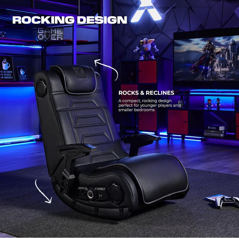 X Rocker Video Gaming Floor Rocker Chair, Built-in Audio, College Dorm Essentials for Guys and Girls, Bedroom, Foldable, Gifts for Gamers
