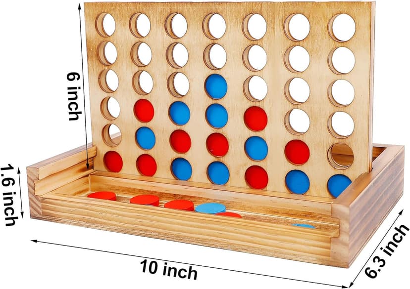Glintoper Tic Tac Toe & 4 in a Row Tables Game Set, Classic Board Line Up 4 for Living Room Rustic Table Decor and Use as Game Top Wood Guest Room Decor Strategy Board Games for Families