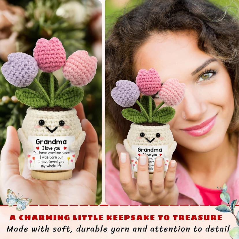 Grandmother Gift from Grandson, Granddaughter - 5.51'' x 4.13'' Mimi Gigi Nana Positive Support Crochet Gifts for Grandma from Grandkids - Christmas Birthday Grandma Gifts B0FT2DV65Z