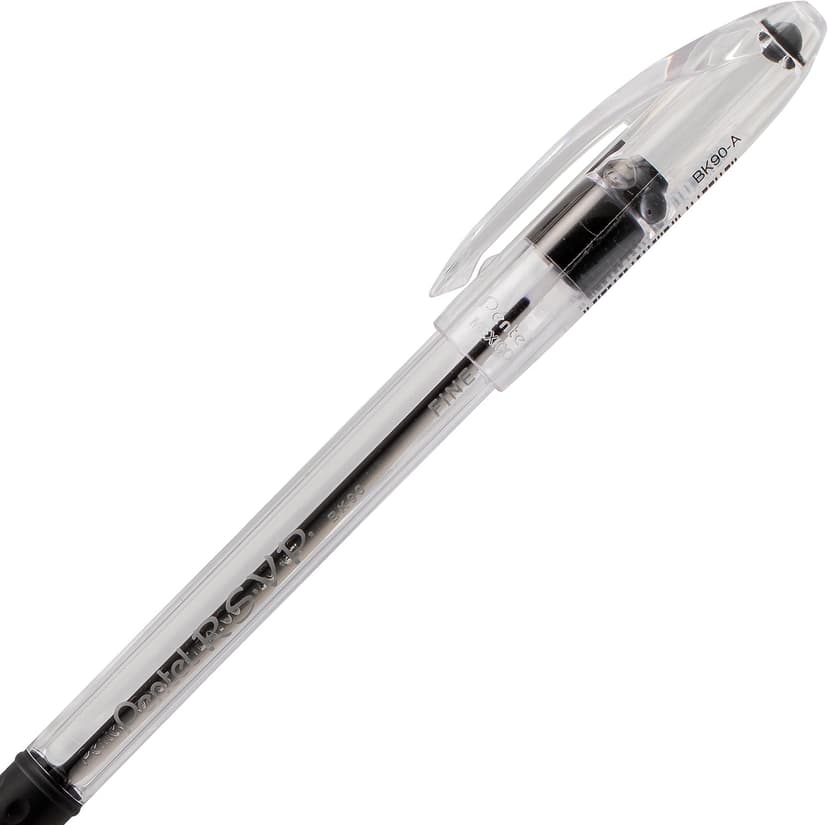 Pentel RSVP Ballpoint Pen, (0.7mm), Fine Line, Black Ink, Pack of 5 (BK90PF5A)