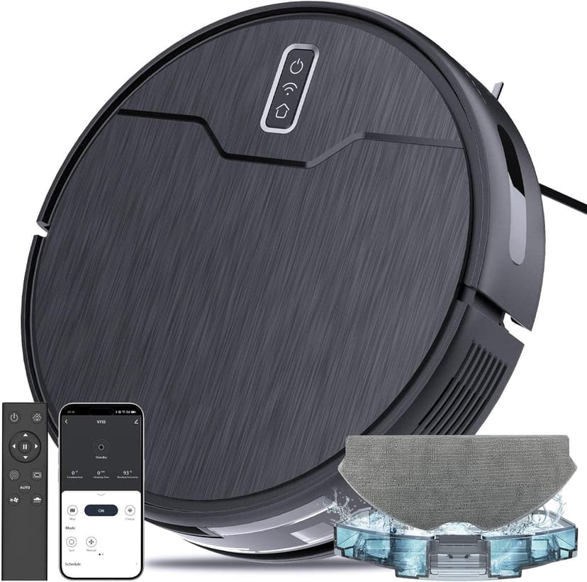 Robot Vacuum and Mop Combo, Robot Vacuum Cleaner, 6 Cleaning Modes, Large Capacity Water Tank Dustbin, Self-Charging, WiFi/App/Alexa, Ideal for Hard Floor, Carpet, Pet Hair
